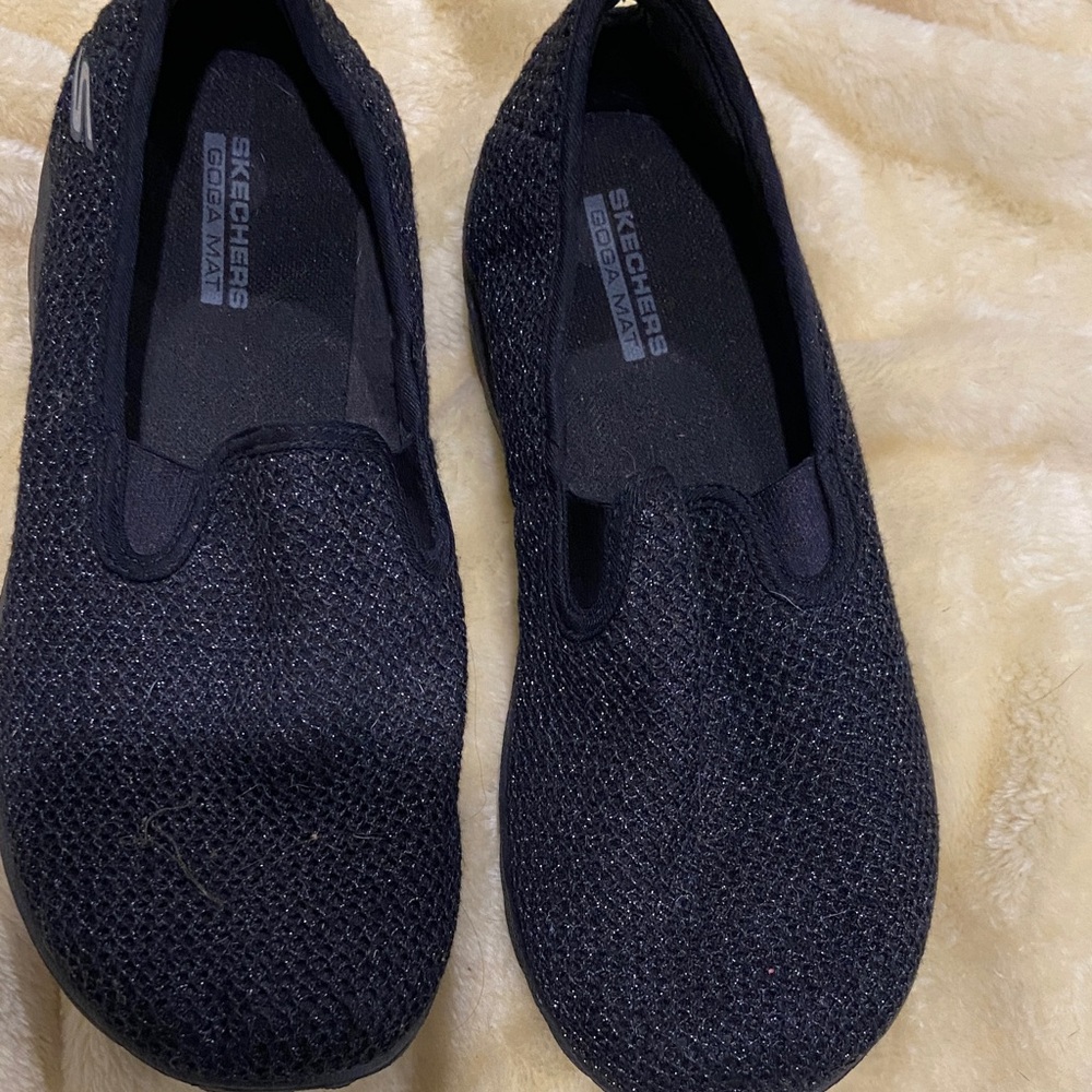 Skechers Black Knit Slip-Ons